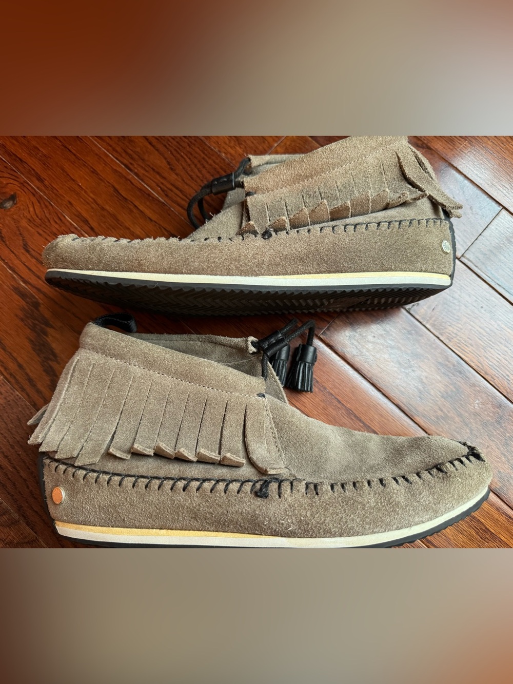 rag & bone Ghita Suede Fringe Moccasin Ankle Booties Camel Tan Women’s Shoe Sz 7